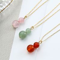 304 Stainless Steel Natural Stone Agate 18K Gold Plated Simple Style Commute Plating Gourd Pendant Necklace main image 7