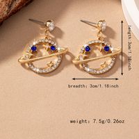 2 Pieces Sweet Simple Style Interstellar Planet Metal Inlay Alloy Glass 14k Gold Plated Drop Earrings main image 2