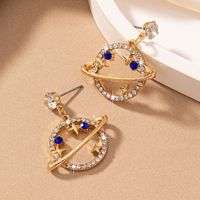 2 Pieces Sweet Simple Style Interstellar Planet Metal Inlay Alloy Glass 14k Gold Plated Drop Earrings main image 3