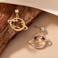 2 Pieces Sweet Simple Style Interstellar Planet Metal Inlay Alloy Glass 14k Gold Plated Drop Earrings main image 5