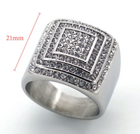 Hip-Hop Luxurious Letter 304 Stainless Steel Polishing Inlay Agate Zircon Men'S Wide Band Rings main image 6