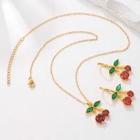 Elegant Lady Fruit Copper Plating Inlay Artificial Crystal 18k Gold Plated Earrings Necklace main image 1