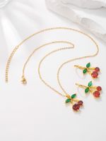 Elegant Lady Fruit Copper Plating Inlay Artificial Crystal 18k Gold Plated Earrings Necklace main image 4