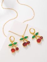 Elegant Lady Fruit Copper Plating Inlay Artificial Crystal 18k Gold Plated Earrings Necklace main image 5