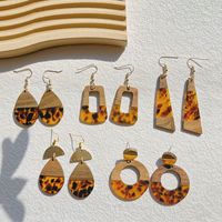 1 Pair Classical Classic Style Water Droplets Heart Shape Printing Plating Wood Resin 14k Gold Plated Drop Earrings main image 6