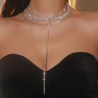 Glam Shiny Solid Color Alloy Plating Inlay Rhinestones Silver Plated Women's Choker main image 1