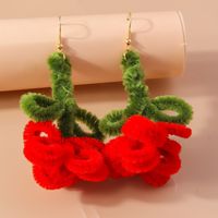 1 Pair Romantic Flower Alloy Flocking Drop Earrings main image 9