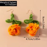 1 Pair Romantic Flower Alloy Flocking Drop Earrings main image 3