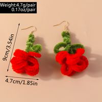 1 Pair Romantic Flower Alloy Flocking Drop Earrings main image 2