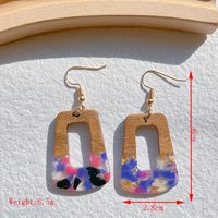 1 Pair Classical Classic Style Water Droplets Heart Shape Printing Wood Resin 14k Gold Plated Drop Earrings main image 2