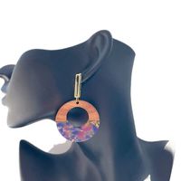 1 Pair Classical Classic Style Water Droplets Heart Shape Printing Wood Resin 14k Gold Plated Drop Earrings main image 6