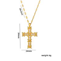 Vintage Style Cross Stainless Steel Plating Inlay Zircon 18k Gold Plated Pendant Necklace sku image 1