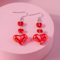 1 Pair Cute Heart Shape Alloy Drop Earrings sku image 2