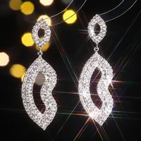 1 Paire Élégant Luxueux Couleur Unie Incruster Alliage Strass Boucles D'oreilles main image 9