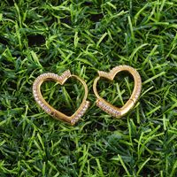 1 Pair Elegant Sweet Heart Shape Inlay Copper Zircon Earrings main image 3