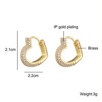 1 Pair Elegant Sweet Heart Shape Inlay Copper Zircon Earrings sku image 1