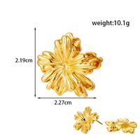1 Pair Simple Style Flower Ginkgo Leaf Fish Tail Plating Stainless Steel 18k Gold Plated Drop Earrings main image 3