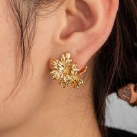 1 Pair Simple Style Flower Ginkgo Leaf Fish Tail Plating Stainless Steel 18k Gold Plated Drop Earrings main image 8