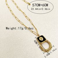 304 Stainless Steel 14K Gold Plated Hip-Hop Roman Style Enamel Plating Square Pendant Necklace main image 2