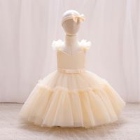 Elegant Princess Solid Color Polyester Girls Dresses sku image 4