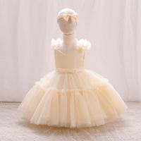 Elegant Princess Solid Color Polyester Girls Dresses main image 3
