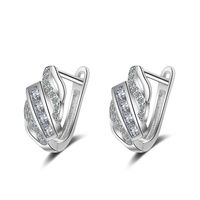 1 Pair Lady Geometric Plating Inlay Copper Zircon White Gold Plated Ear Studs main image 1