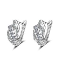 1 Pair Lady Geometric Plating Inlay Copper Zircon White Gold Plated Ear Studs main image 3