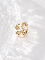 Edelstahl 304 14 Karat Vergoldet Dame Römischer Stil Inlay Blume Perle Offener Ring sku image 1