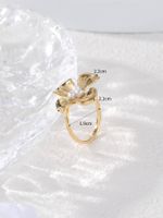 304 Stainless Steel 14K Gold Plated Lady Roman Style Inlay Flower Pearl Open Rings main image 10