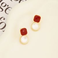 1 Pair Simple Style Round Square Alloy Drop Earrings main image 3