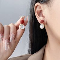 1 Pair Simple Style Round Square Alloy Drop Earrings main image 5
