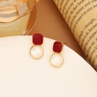 1 Pair Simple Style Round Square Alloy Drop Earrings main image 4