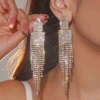 1 Pair Elegant Luxurious Geometric Inlay Alloy Rhinestones Drop Earrings main image 3
