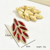1 Pair Sweet Shiny Leaf Plating Inlay Copper Alloy Zinc Alloy Rhinestones 18K Gold Plated Drop Earrings sku image 2