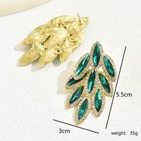 1 Pair Sweet Shiny Leaf Plating Inlay Copper Alloy Zinc Alloy Rhinestones 18K Gold Plated Drop Earrings sku image 3