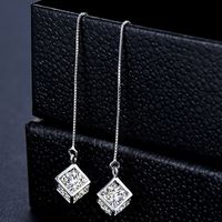 1 Pair Lady Geometric Plating Inlay Copper Zircon White Gold Plated Drop Earrings main image 1