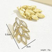 1 Pair Sweet Shiny Leaf Plating Inlay Copper Alloy Zinc Alloy Rhinestones 18K Gold Plated Drop Earrings sku image 4