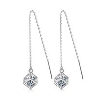 1 Pair Lady Geometric Plating Inlay Copper Zircon White Gold Plated Drop Earrings main image 3