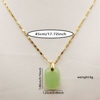 Chinoiserie Square Titanium Alloy Plating Inlay Imitation Jade Women's Pendant Necklace main image 6