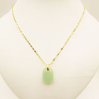 Chinoiserie Square Titanium Alloy Plating Inlay Imitation Jade Women's Pendant Necklace main image 2