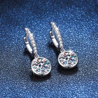 1 Pair Elegant Glam Round Inlay Sterling Silver Zircon White Gold Plated Drop Earrings main image 3