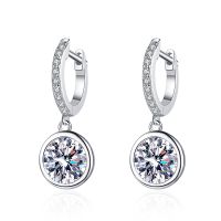 1 Pair Elegant Glam Round Inlay Sterling Silver Zircon White Gold Plated Drop Earrings main image 5