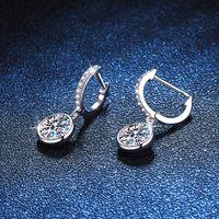 1 Pair Elegant Glam Round Inlay Sterling Silver Zircon White Gold Plated Drop Earrings main image 4