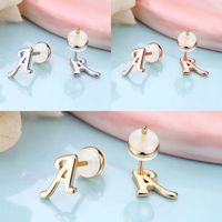 1 Pair Simple Style Letter Plating Copper 14k Gold Plated Rose Gold Plated Ear Studs main image 1