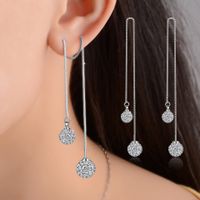 1 Pair Lady Solid Color Plating Inlay Copper Rhinestones White Gold Plated Ear Line main image 2