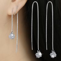1 Pair Simple Style Round Plating Inlay Copper Zircon White Gold Plated Drop Earrings main image 1
