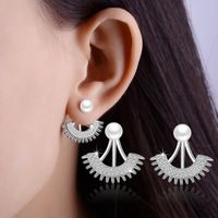 1 Pair Lady Geometric Plating Inlay Copper Pearl Zircon White Gold Plated Drop Earrings main image 1