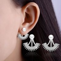 1 Paire Dame Géométrique Placage Incruster Le Cuivre Perle Zircon Or Blanc Plaqué Boucles D'oreilles main image 1