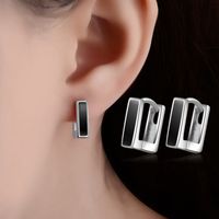 1 Pair Lady Square Epoxy Copper Earrings main image 1