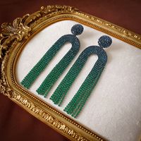 1 Pair Elegant Luxurious U Shape Tassel Inlay Alloy Rhinestones Drop Earrings main image 7